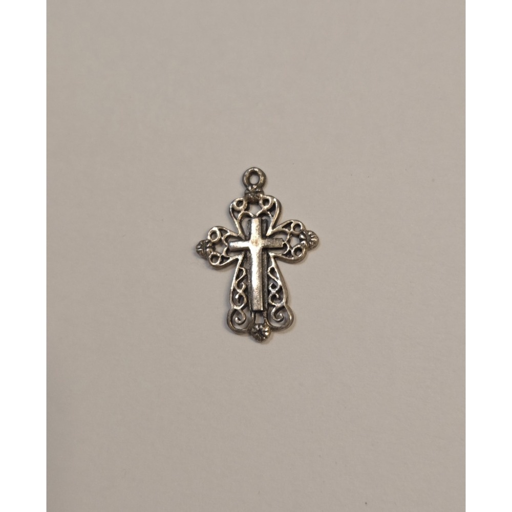 Vintage Sterling Silver Gothic Cross Charm SE 925